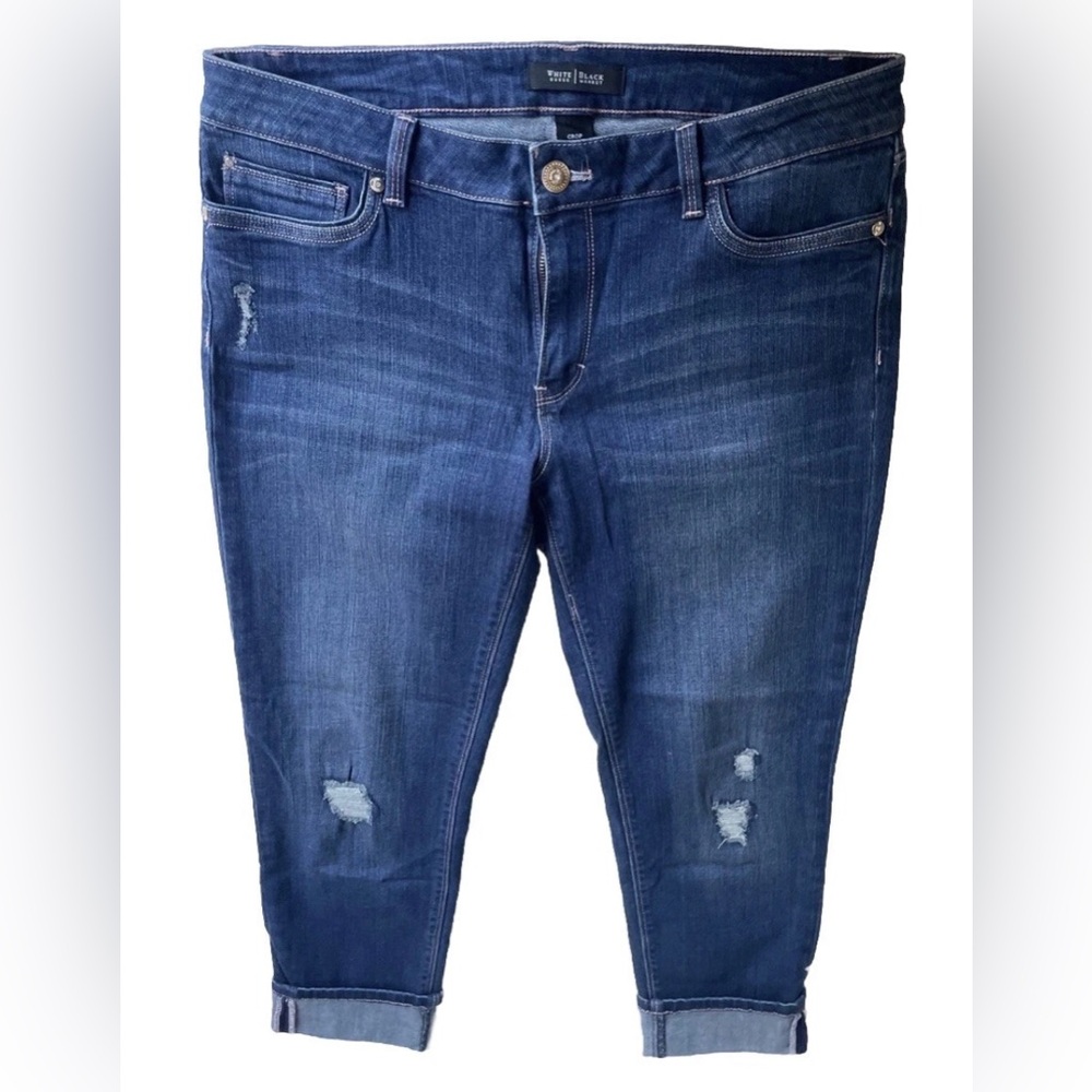 White House Black Market Jeans Size 10 Blue Denim Crop Leg The Slim Crop Stretch